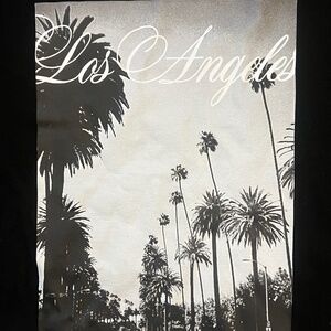 NWT NO BOUNDARIES  Los Angeles Black Graphic Print Baby Tee Women Size Large  L